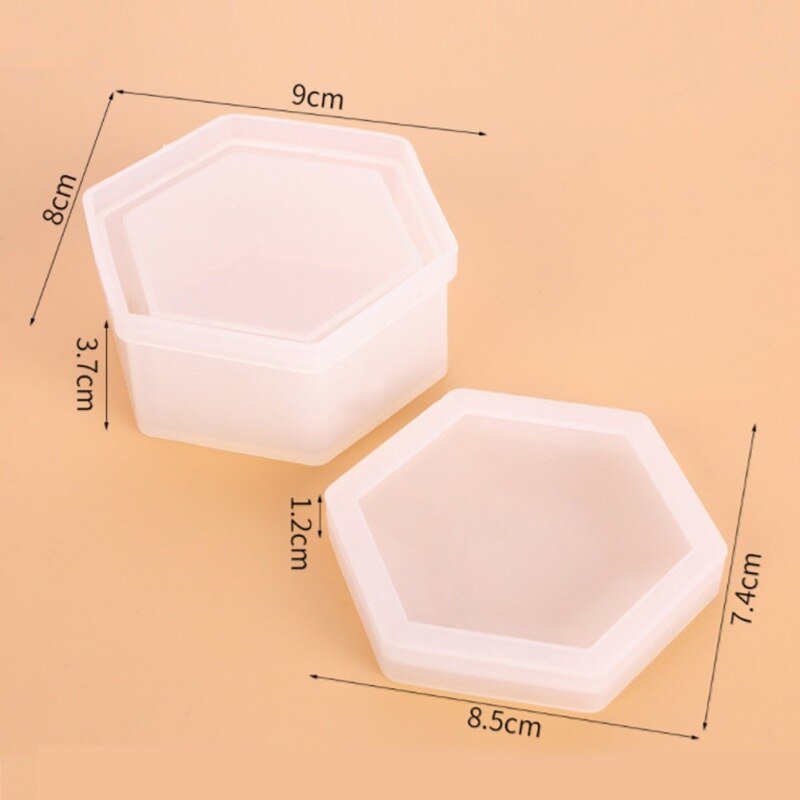 Sekskantet opbevaringsboks epoxy skimmel krystal bordplade dekoration blomme blomstre firkantet rund silikone skimmel-rund ..: A3
