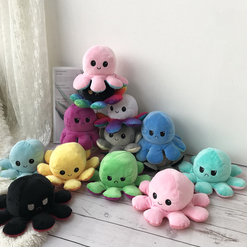 Octopus Reversibile Della Bambola Della Peluche Doppio-sided Vibrazione Reversibile Farcito Peluche Bambola Giocattolo Per Bambini Ragazze Bambola Decorazione Della Casa