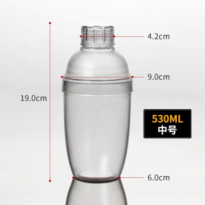 Cocktail shaker-anti-lækage gennemsigtig pc harpiks mælk te cocktail drink shaker bar værktøj: 530ml