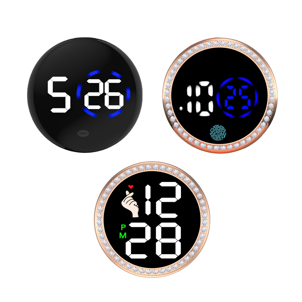 Mini reloj Digital adhesivo, reloj de cuarzo con pantalla táctil, adorno electrónico automotriz, accesorios de Interior de coche