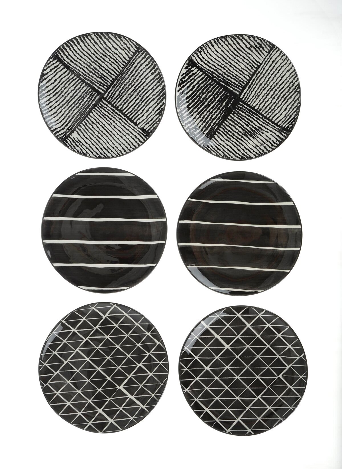 Ensemble de plat à gâteau noir 6'lati motif 21 cm