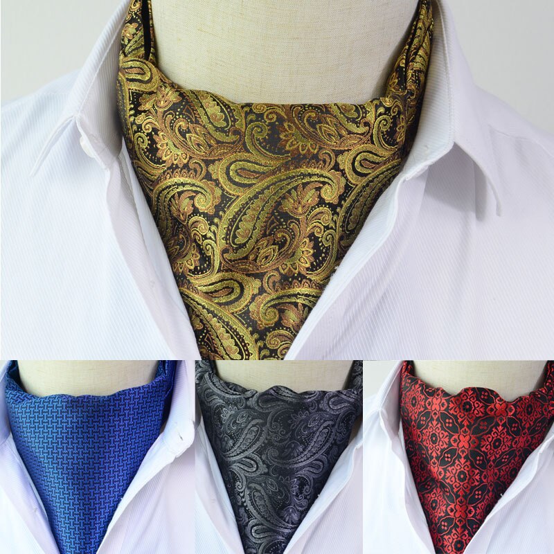 Mannen Vintage Polka Dot Wedding Formele Das Ascot Zelf Britse Stijl Gentleman Polyester Zijde Paisley Das Pak Bruiloft
