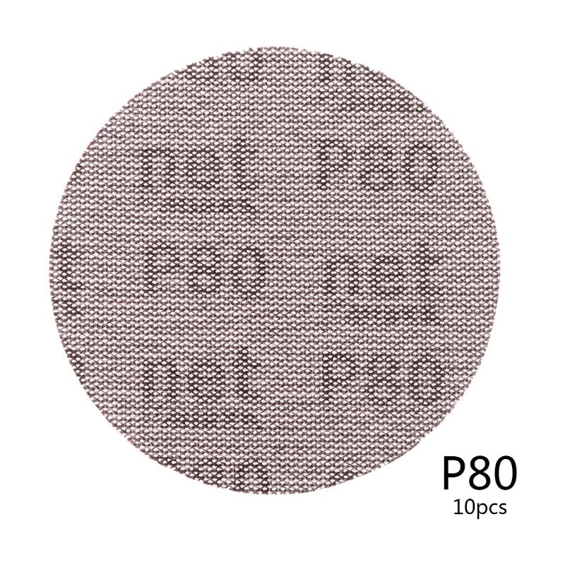 10Pcs Mesh Abrasive Dust Free Sanding Discs 5 Inch 125mm Anti-blocking Dry Grinding Sandpaper 80 to 240 Grit: 80#