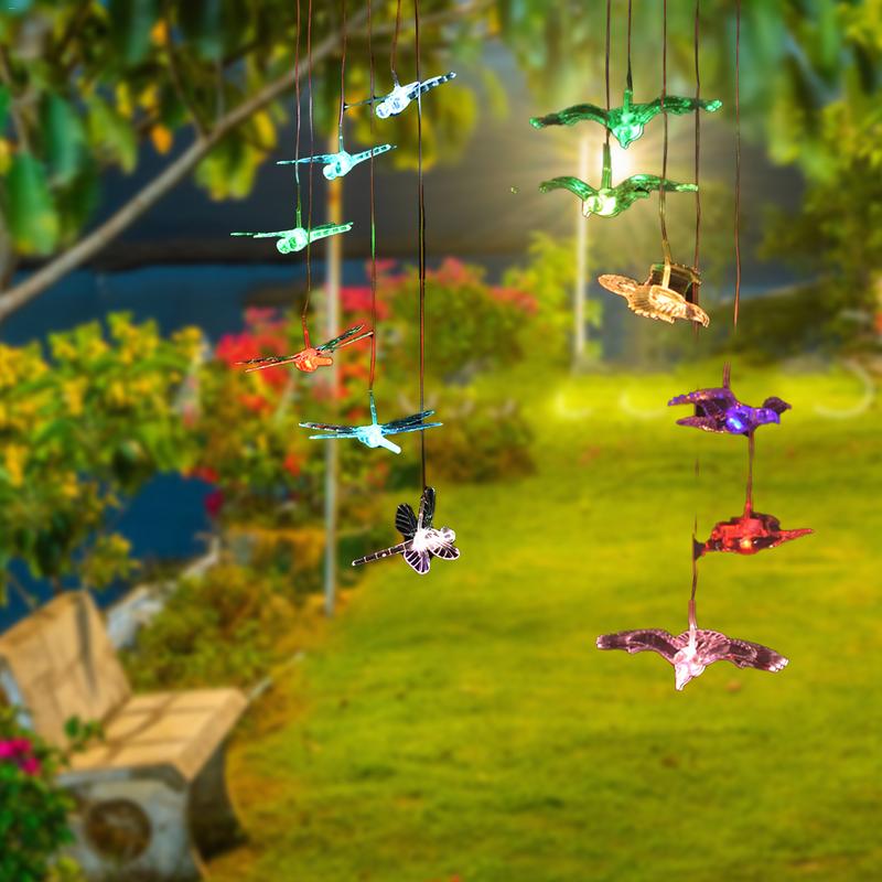 Usb Chimes Solar Wind Chime Hummingbird Color-Changing LED Mo... – Grandado