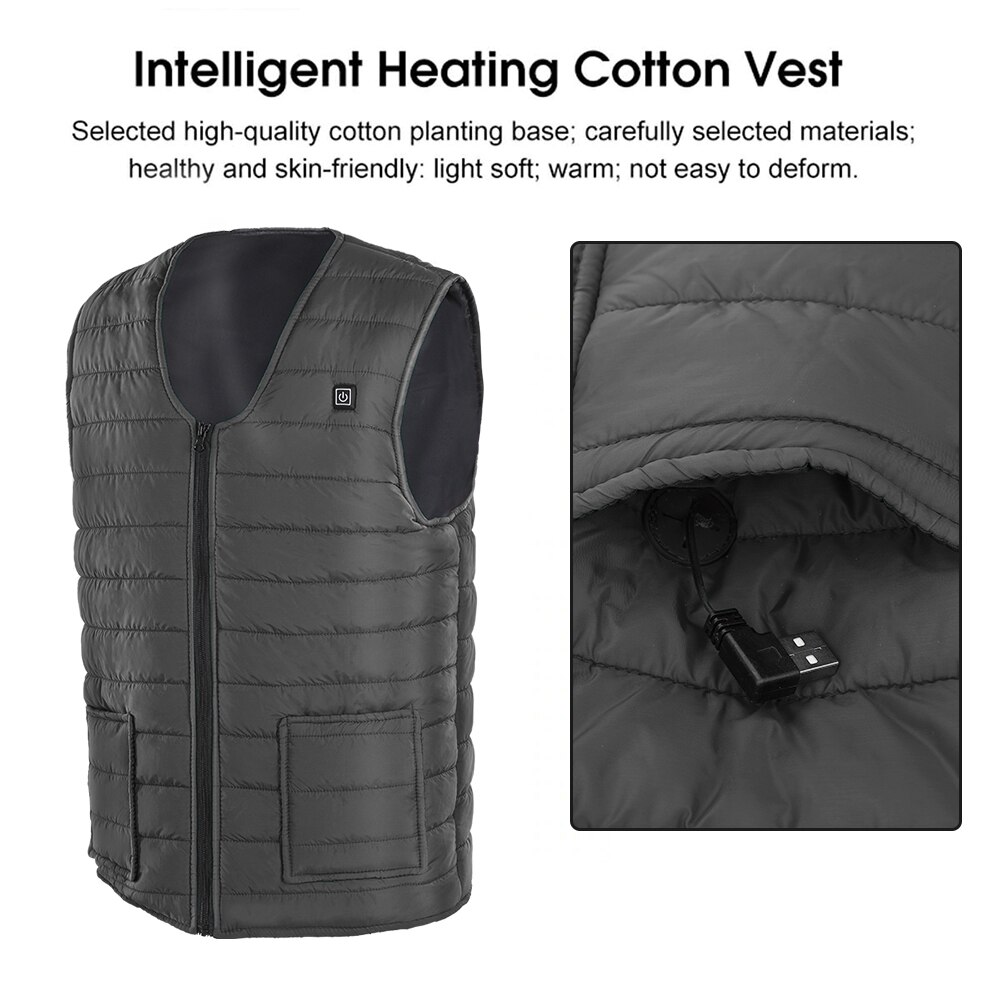 L -5xl elektrisch vest verwarmd usb thermisch 5 verwarmingszones bodywarmer 3 kleuren warmhouden winter verwarmd kussen fysiotherapie