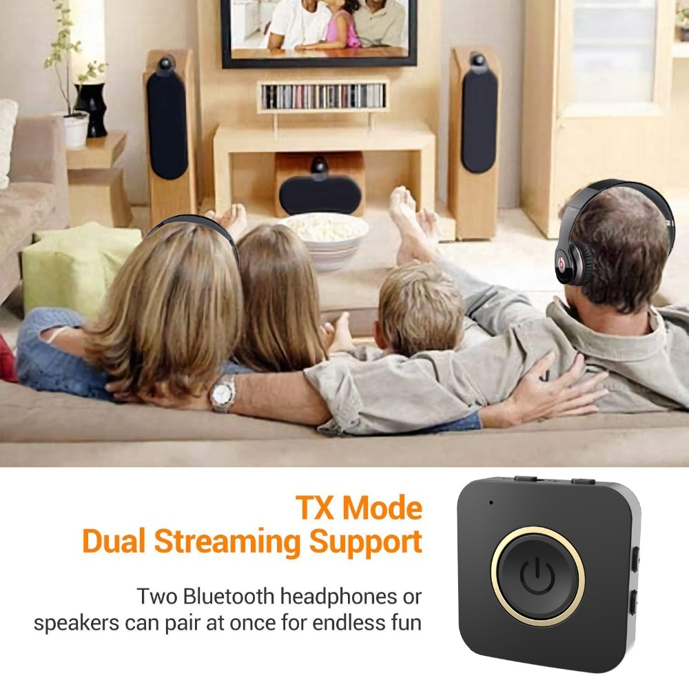 Double Connection Bluetooth 5.0 A2DP Aptx HD low latency stereo handsfree Aux 3.5mm music transmitter receiver TV audio Adapter