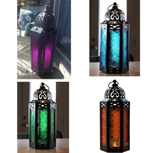 Support de lampe bougie en verre, 11.5 pouces, lanterne photophorique en métal, pièce centrale, décoration de jardin ou de Patio, de Style marocain