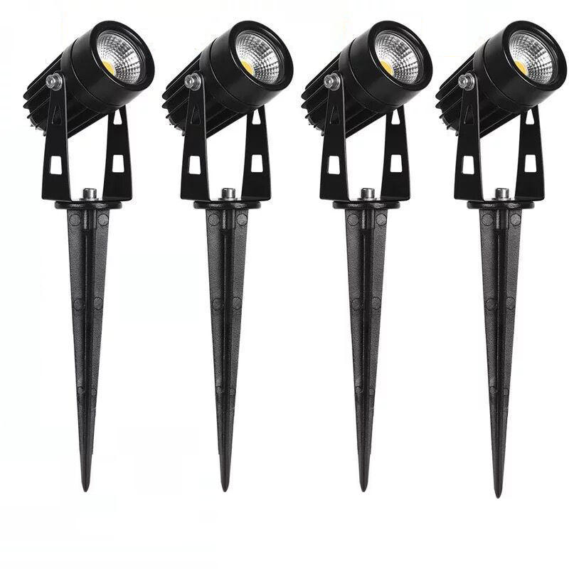 Hem aluminium led trädgårdsbelysning 5w utomhus spik gräsmatta lampa vattentät belysning led spotlights 0.5 meter kabel  ac110 v 220v dc12v