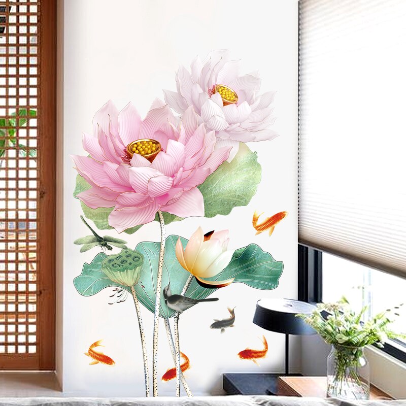 Lotus veggklistremerker 3d blomster tapet tenåring bad soverom stue dekor estetiske veggdekor wallstickers