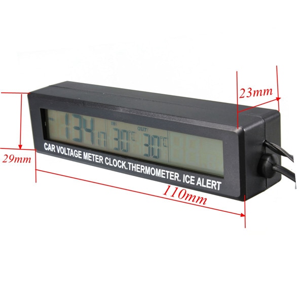 Monitor cigarettuttag 12v/24v 3 in1 bil fordon digital lcd klocka in/ut bil termometer batteri voltmeter spänningsmätare