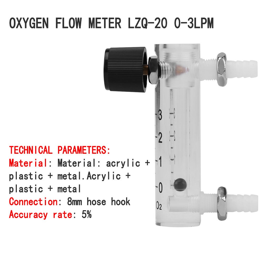 Gas Flowmeter Air Flow Meter LZQ-2 0-3LPM Flow Meter Gas Flowmeter Air Flow Meter Rotameter with Control Valve for Oxygen Gas