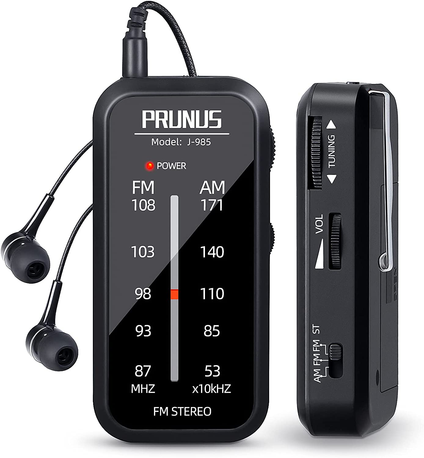PRUNUS Pocket Radio Mini walkman AM FM Radio Hand Stereo Portable Radios Portable Music Playe AAA Batteries with Headphones