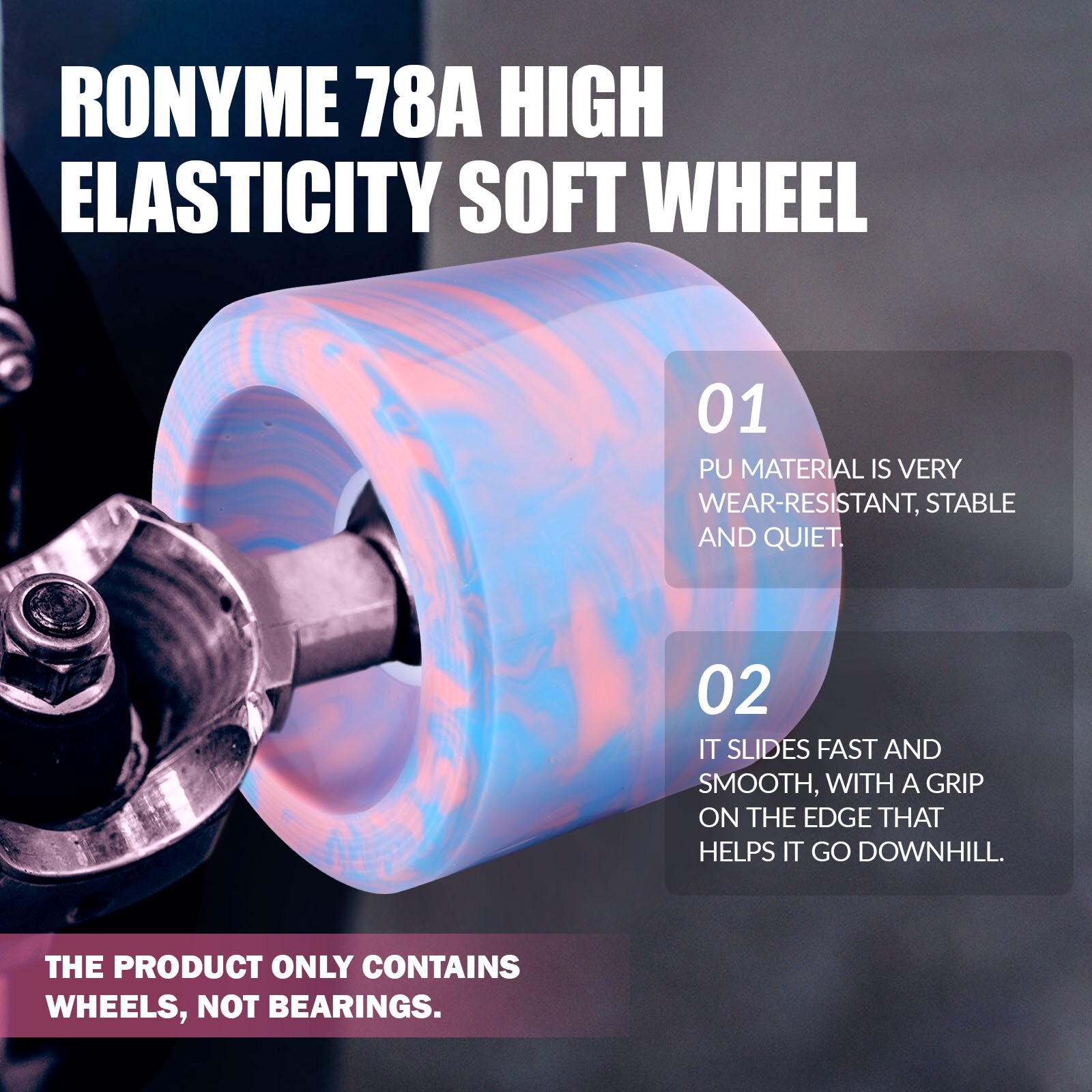 Ronime-ruedas de patinete ABEC-9 78A, accesorios de repuesto de PU de alto rendimiento para Longboard, 4 piezas