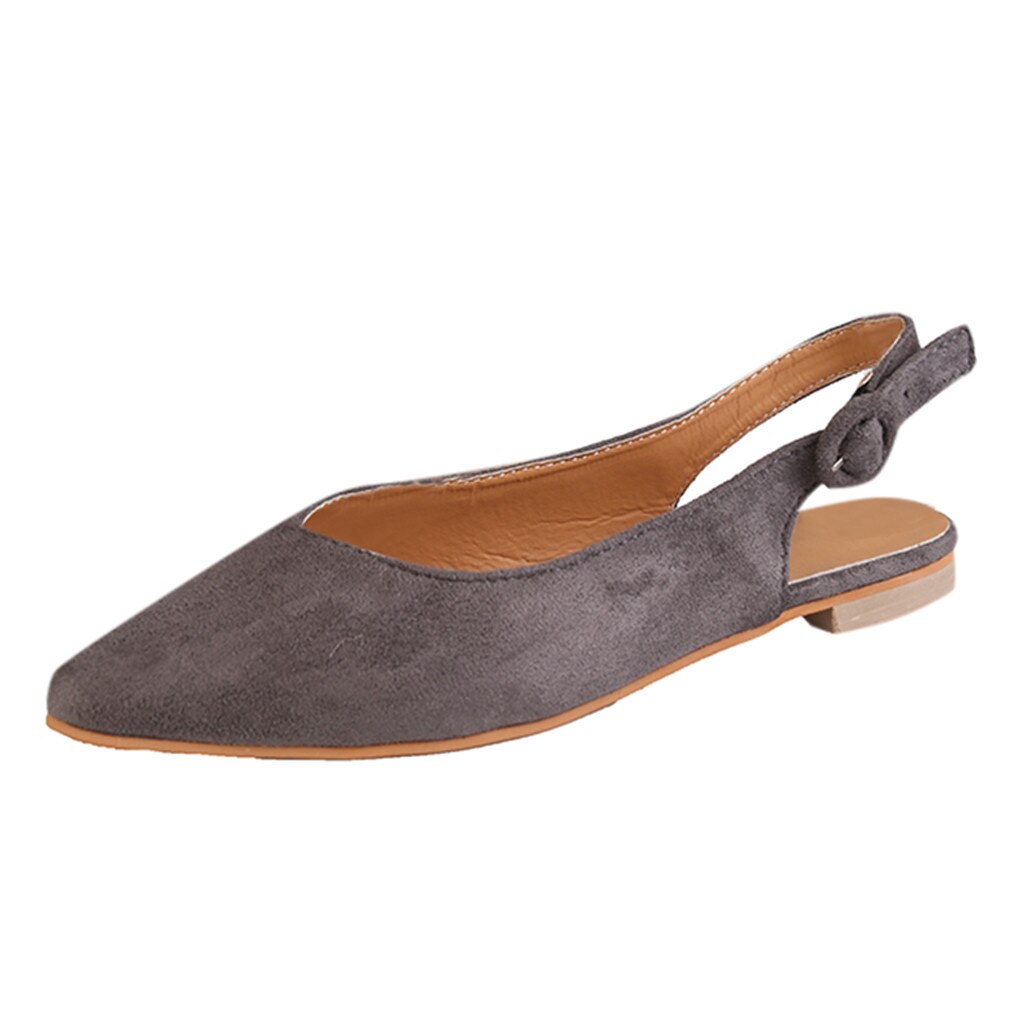 Vogue Women Ladies Solid Leopard Pointed Toe Buckle Slingbacks Causal Single Shoe Gladiator Roman Flat Shoes Outside Pop May 17: Brown / 41