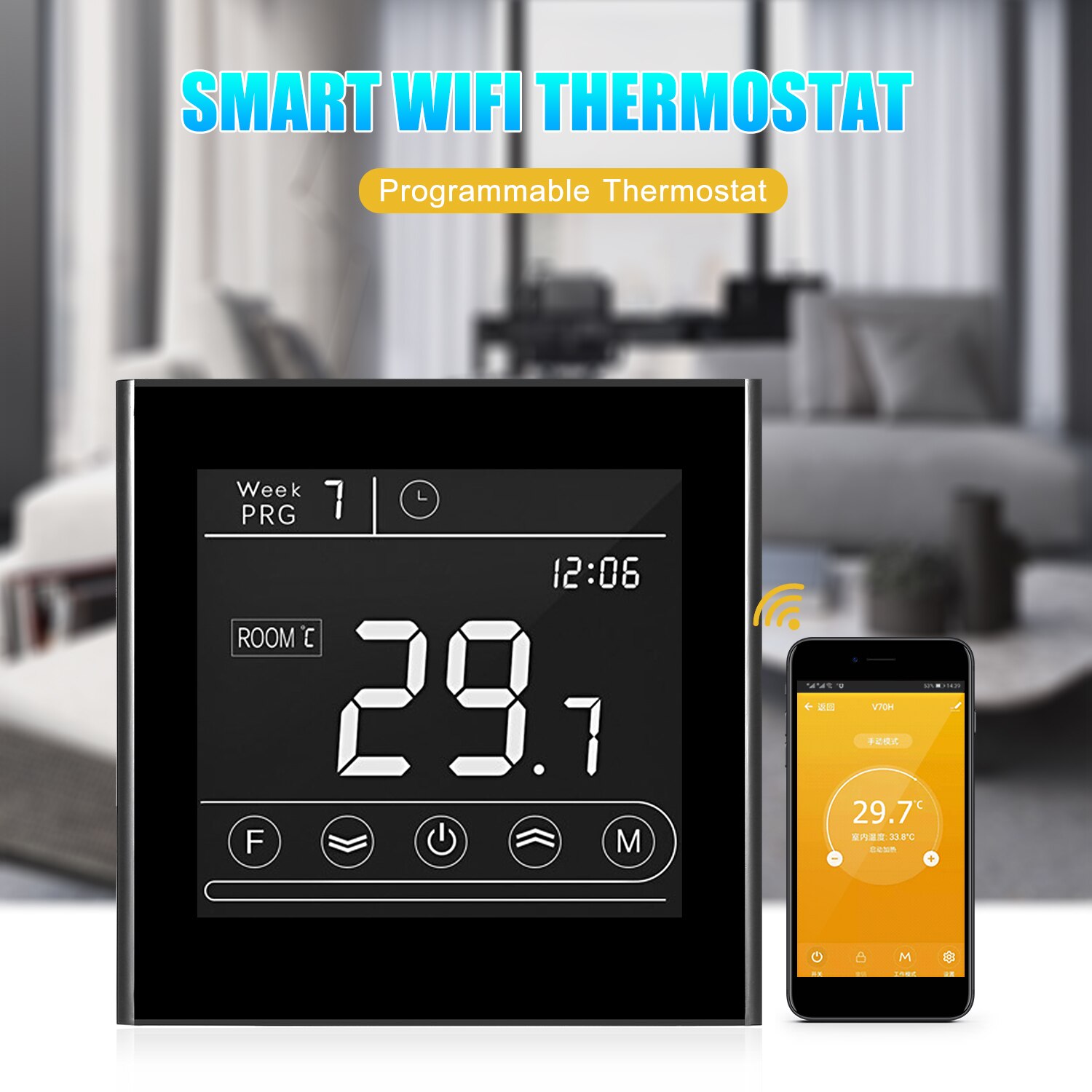 Programmable Wifi Thermostat Boiler Thermostat Temperature Controller LED Display Remote Control Anti-freeze Function For Home