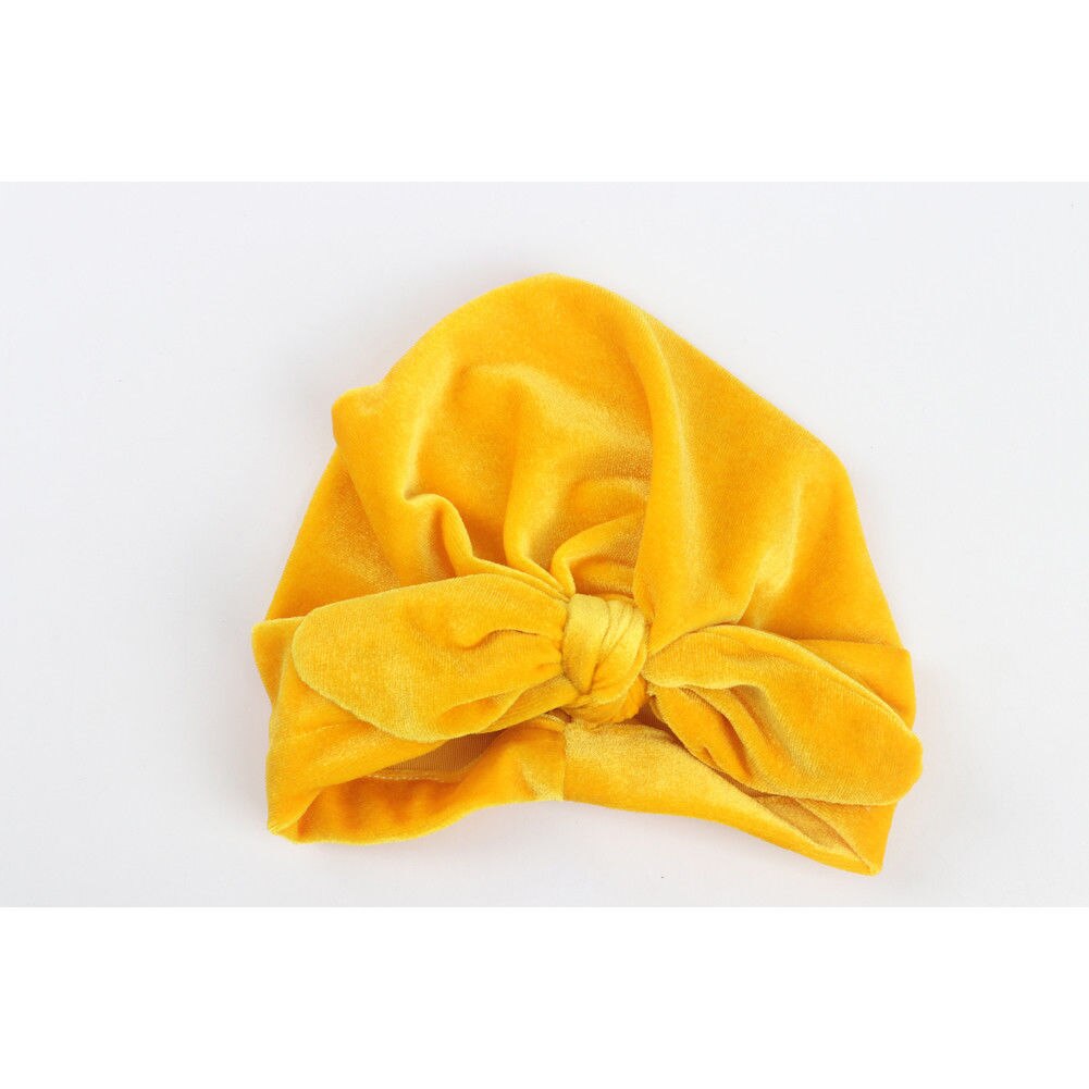 para recién nacidos, niños, bebés, niñas, niños, turbante indio, Lazo de terciopelo, gorro de invierno, gorro suave y cálido, para bebés en 9 colores: Amarillo