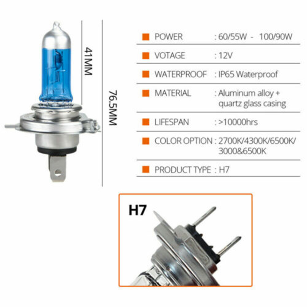 4 stücke h7 100w 4500k super helle weiße Halogenlampe 12v Autos chein werfer birne h7 Halogenlampe Autos chein werfer Ersatz birne