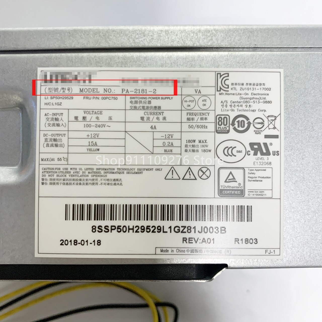 Original Disassemble PSU for Lenovo 10-pin TFX power supply HK280-72PP FSP180-20TGBAB PA-2181-2 PCG010 MAX 180W