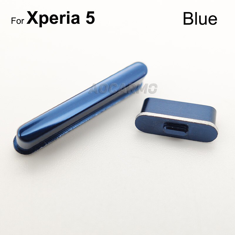 Aocarmo For Sony Xperia 5 / X5 / J8210 J9210 Power Volume Side Button Key Aluminum Replacement: Blue