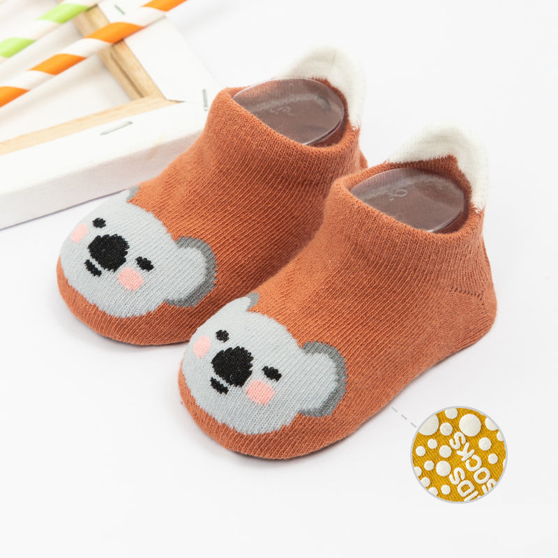 Calzini per bambini primavera simpatico cartone animato antiscivolo 7-13cm lunghezza del piede 0-3 anni per calzini da pavimento per bambina autunno estate: Koala / 1-3Y (10-14cm)