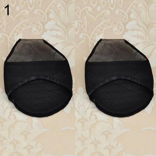 1Pair High Heels Cushions Anti-slip Silicone Dotted Invisible Forefoot Insoles: Black