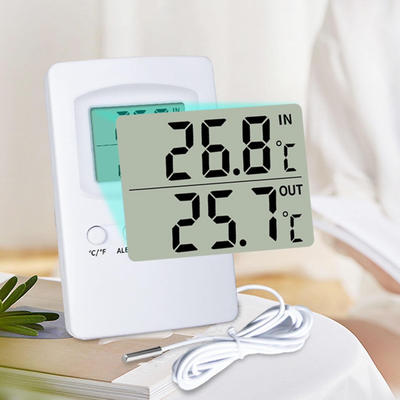 Digital Thermometer Max Min Temperature for Home °C/°F with Alarm with Probe