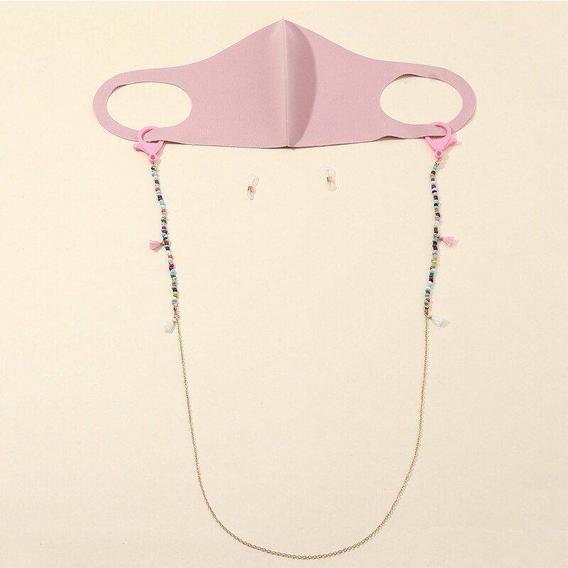 Handy & Convenient Safety Mask Rest Ear Holder Rope Beads Butterfly Rose Flower Neck Strap Mask Lanyard DIY Accessories 1PC: 11-only chains