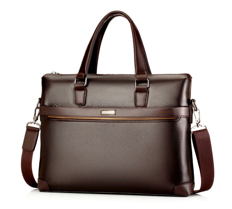 Famous Brand Men Briefcase PU Leather Laptop Briefcases Male Bag Business Shoulder Bags Men Bags Handbag WBS503-3: Brown