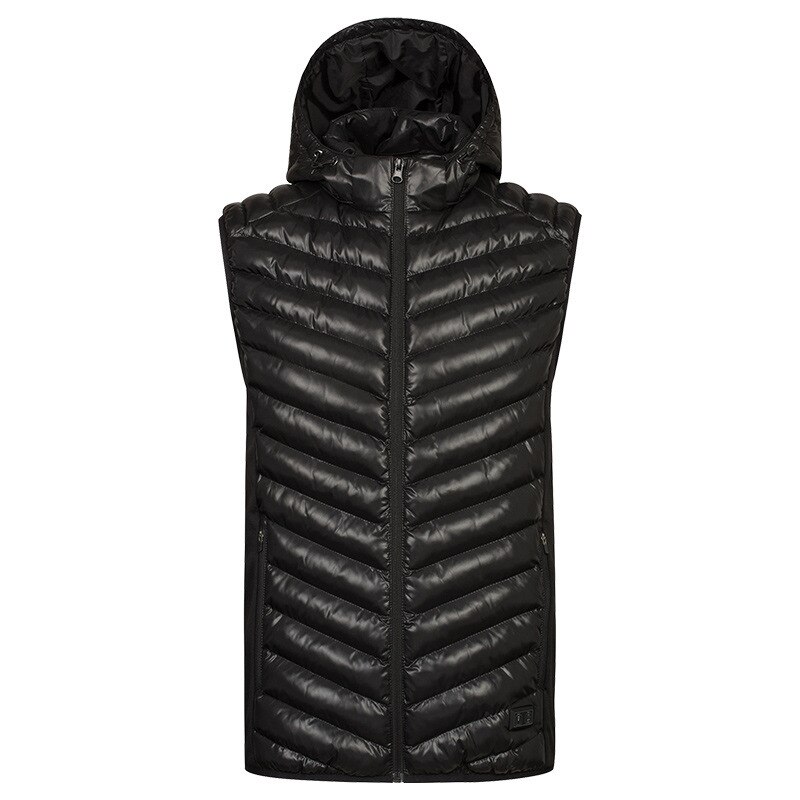 PARATAGO Men Winter Warm USB Heating Vest Down Electric Heated Clothing Male Hooded Superior Self Heat Waistcoat P8132