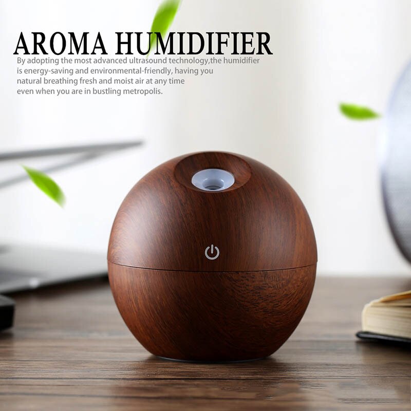 Essential Oils Difuser USB Air Humidifier Ultrasonic Wood Grain LED Light Electric Aroma Diffuser Home Aromatherapy Mist Maker