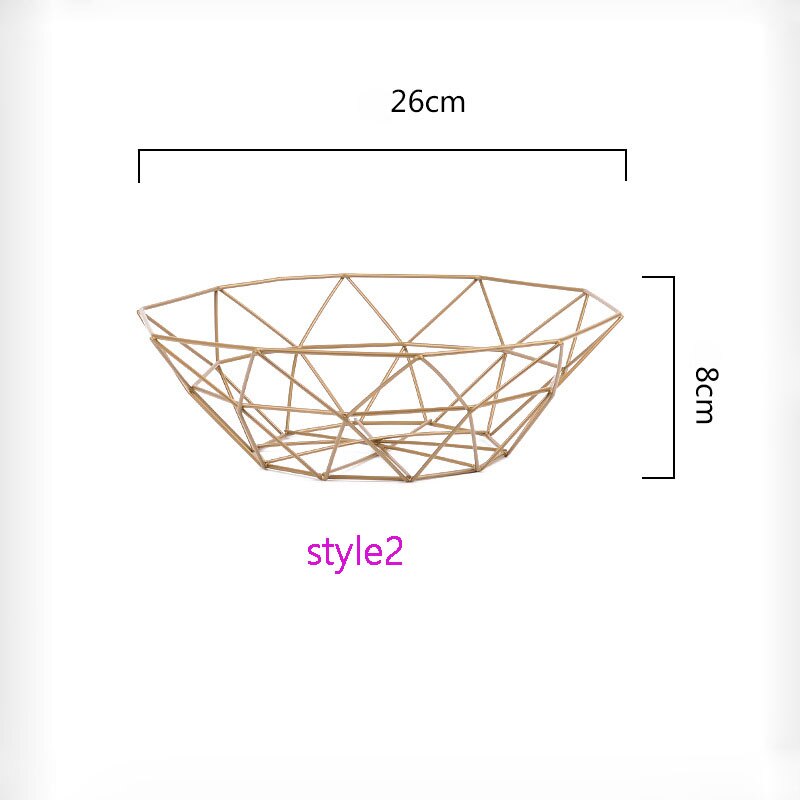Cesta oco de frutas, cesta de frutas para cozinha, tigela, acessórios domésticos, organizador de petiscos, cestas de armazenamento de alimentos: Style2 Gold