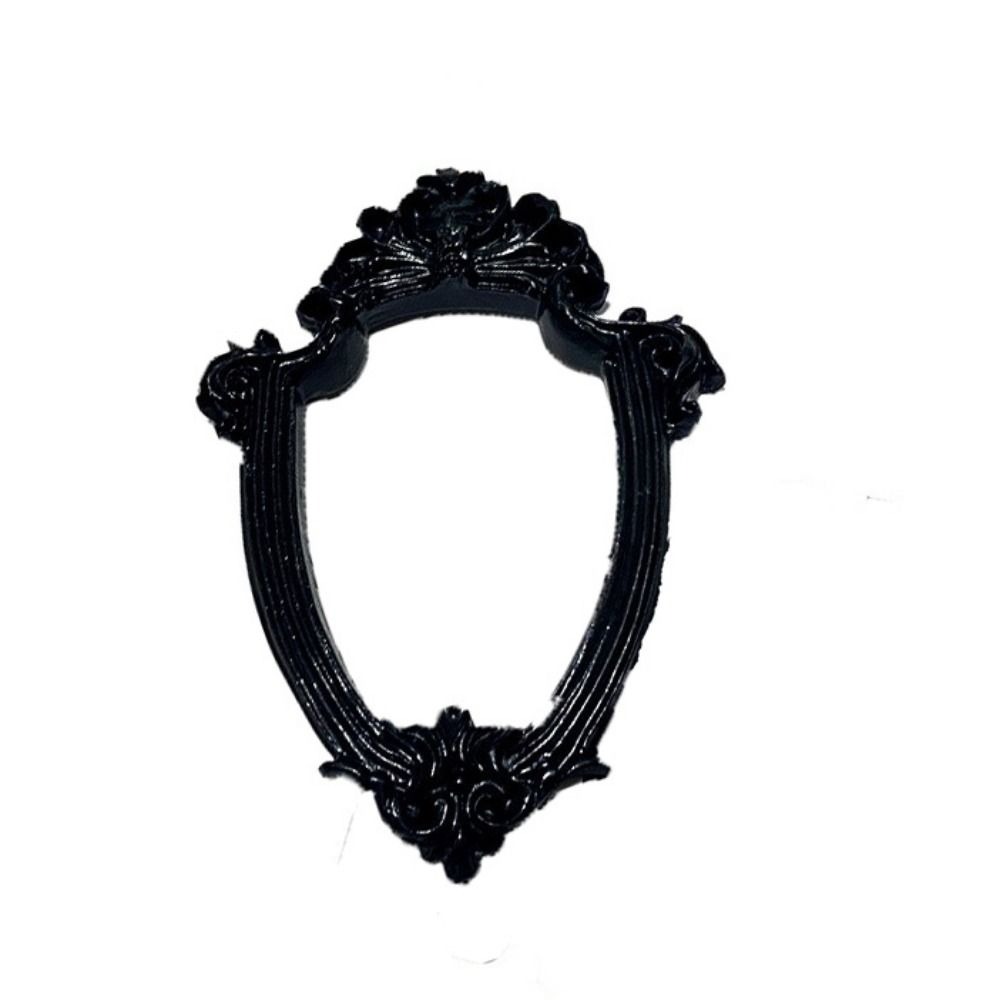 Svart vintage bilderamme harpikshåndverk liten harpiksramme miniatyrer oval form vegghengt fotoramme fotorekvisitt: Rød
