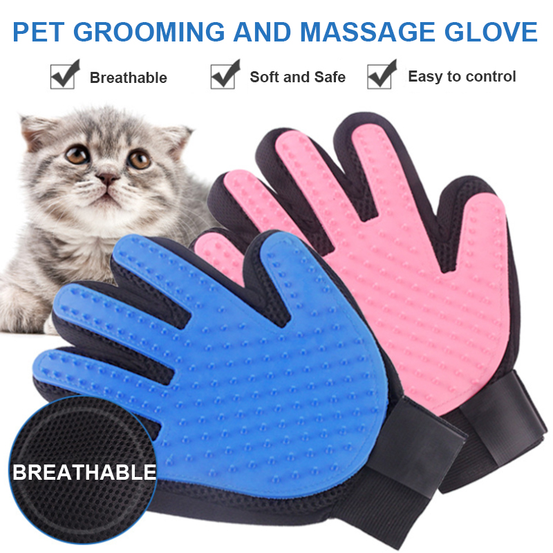 Pet grooming handske til hunde hårfjerner børste kam til kæledyr accessorios hundeprodukter rengøring massage handske til dyr petshop