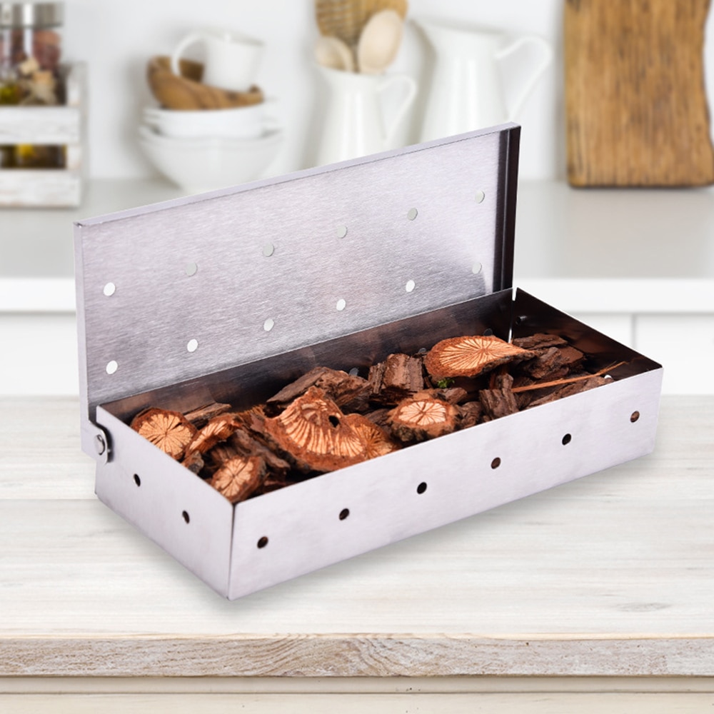 Wood Chips BBQ Smoker Box Charcoal Gas BBQ Grill Smoke Generator Meat Infused Smoke Flavor Accessories Smoker Box