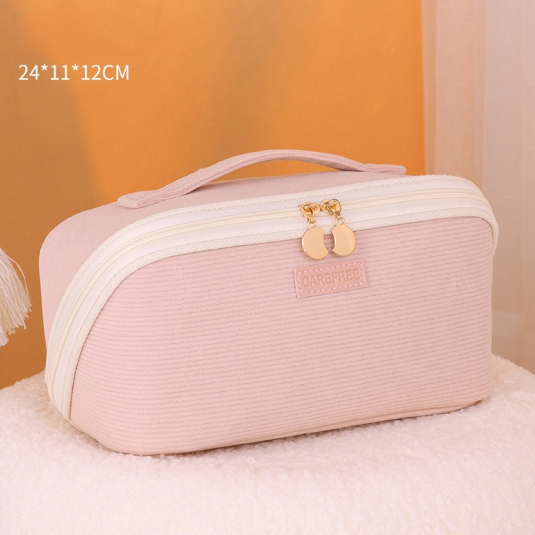Makeup Bag Travel Toiletry Bag, Puffy Padded Make Up Bags for Women Makeup Organizer Case, Wide-open Pouch Purse Travel Essentia: Clear