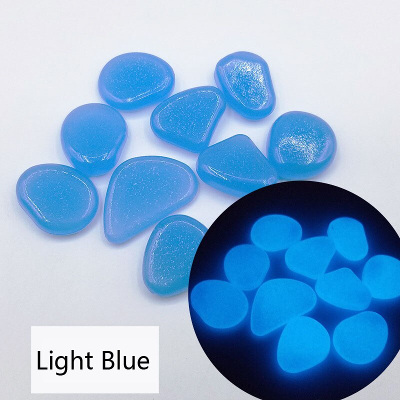 50Pcs Glow In The Dark Tuin Steentjes Glow Stones Rocks Voor Loopbruggen Tuinpad Patio Gazon Yard Decor Lichtgevende stenen Jardin: Light Blue