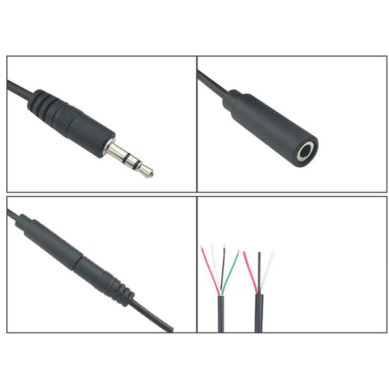 3.5mm 3 Pin 4 Pin Core Male Female Aux Connector 0.3m 1m Audio Extension Cable Aux Head Line 3.5mm Stereo Diy Audio Wire