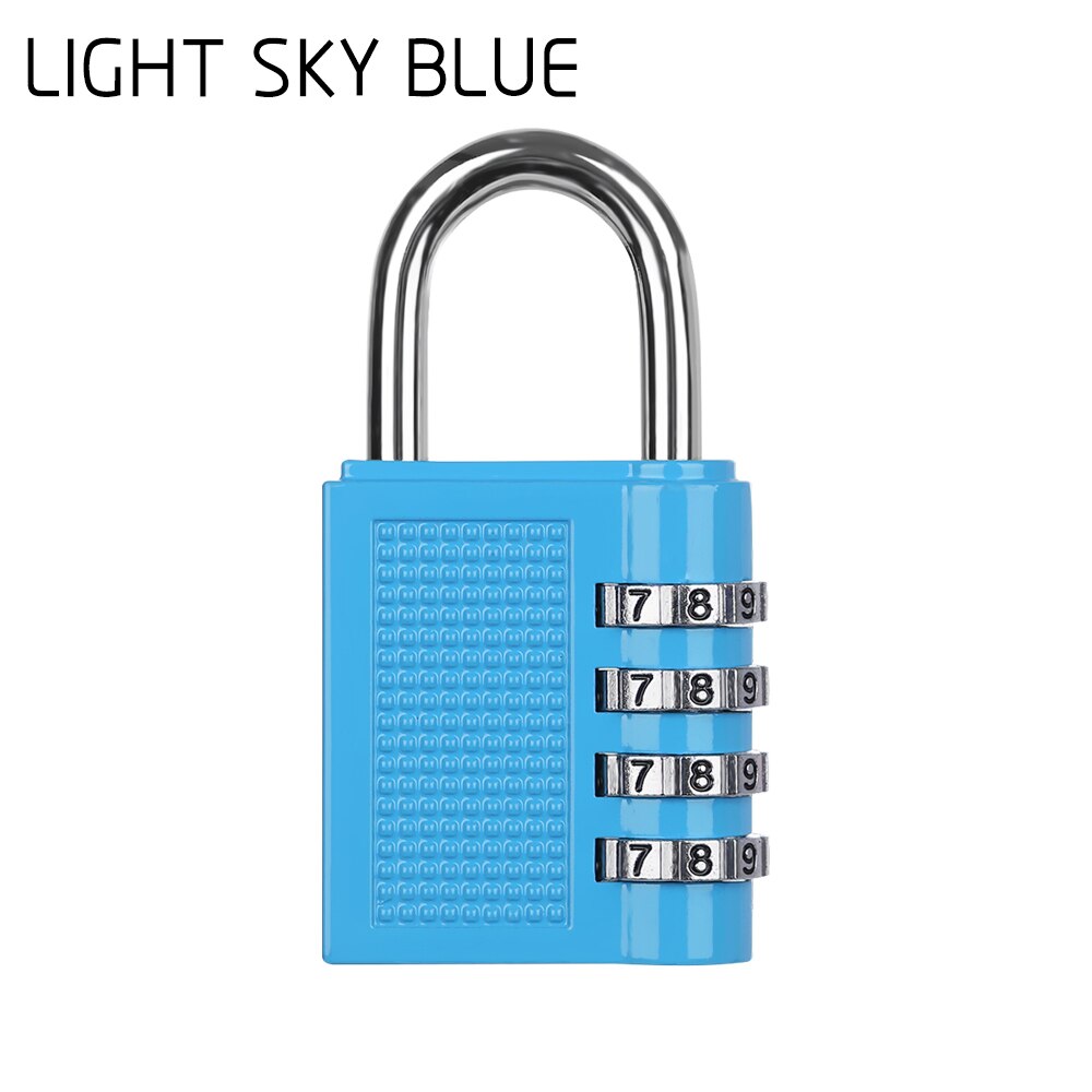 10 Soorten Beveiliging 3/4 Cijfercombinatie Hangslot Bagage Lock Koffer Code Zinklegering Kast Kast Locker Lock: light sky blue