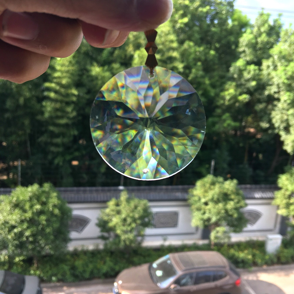40Mm Transparant Kristal Dubbele Gat Kunstmatige Paars Goud Crystal Cut Sieraden Ambachten Thuis Kroonluchter Decoratieve
