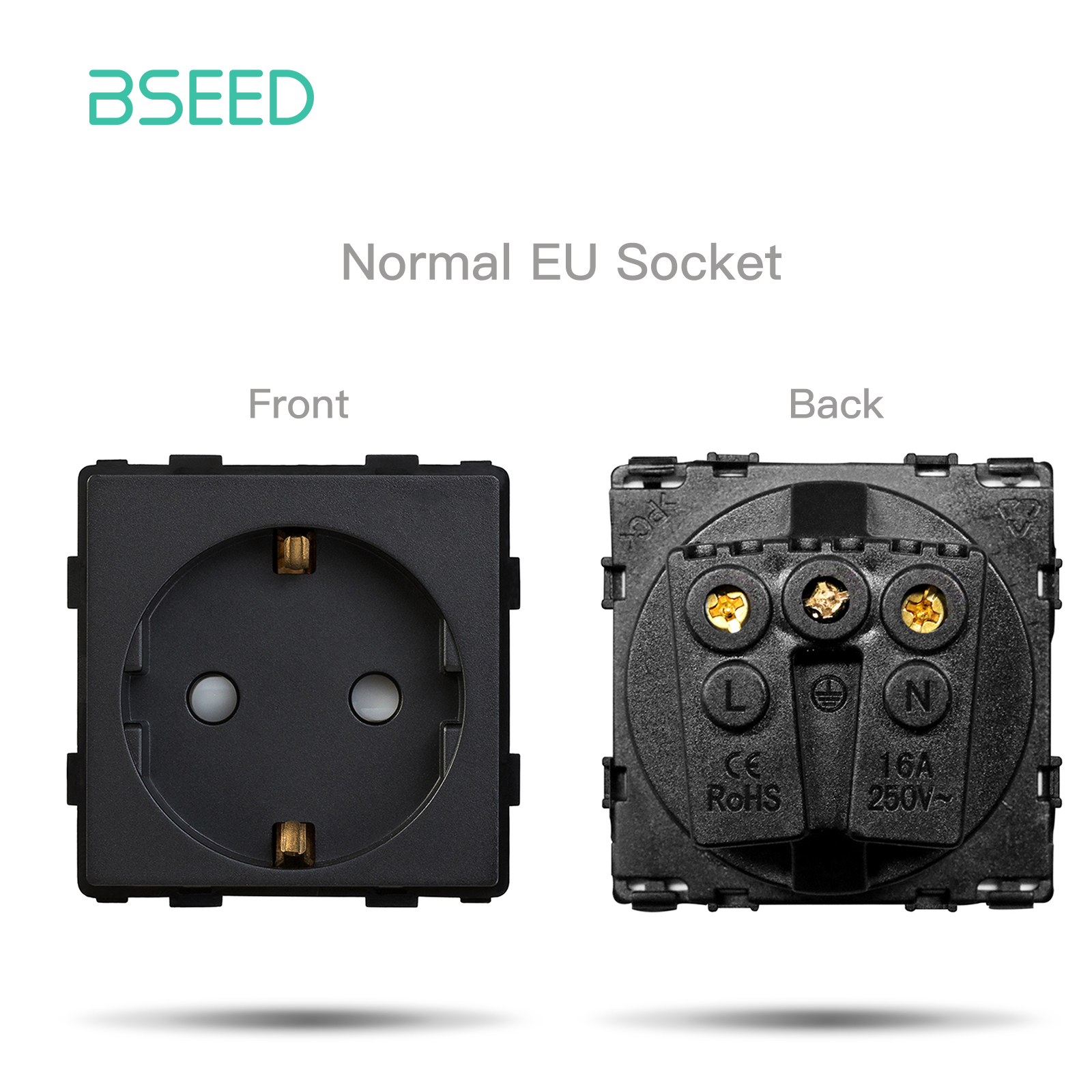 BSEED Mechanical Button Switch Part 1/2/3Gang 1/2Way Wall Socket Function Parts Glass Frame White Black DIY Combination: type9