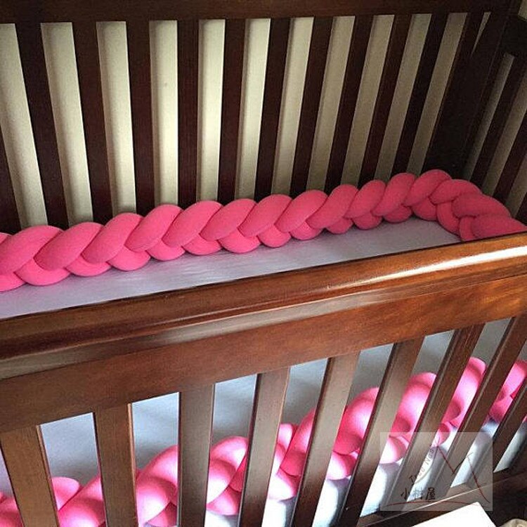 1PC 1M/2,2 M/3M/Neugeborenen Bett Stoßstange Lange Verknotet 4 flechten Kissen Baby bett Stoßstange Knoten Krippe Kleinkind Zimmer Dekor Baby Zimmer Dekor