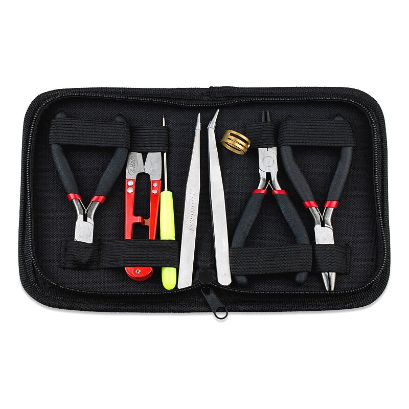 8PCS Stainless Jewelry making Tools Set with Plier ,Round Nose Plier,Scissor tweezers Beading Tool Kit for bracelet necklace DIY: 8PCS Tools bag