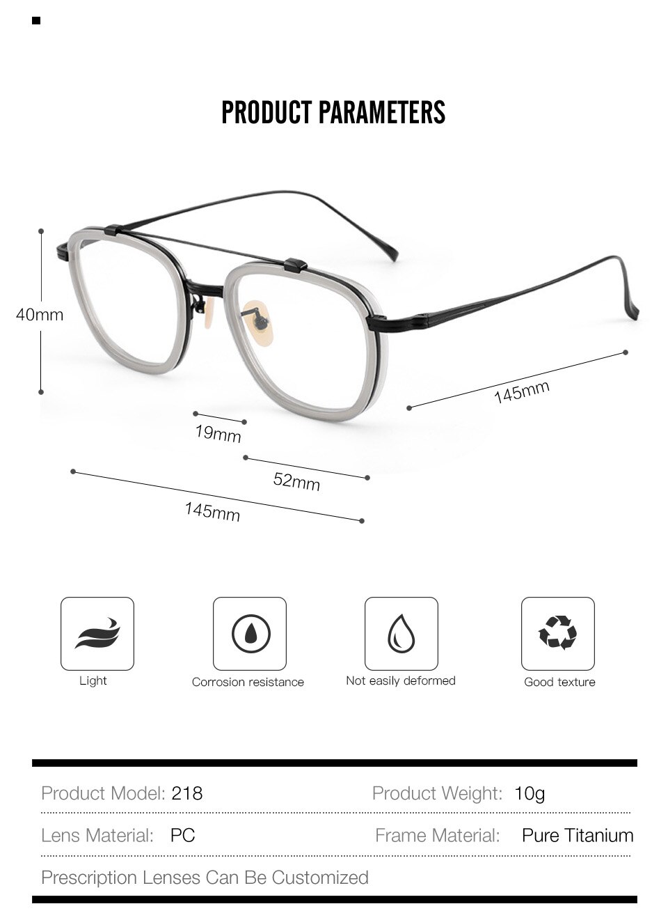 Men IP Titanium Glasses Frame Women Acetate Square Myopia Optical Prescription Eyeglasses Frame Tony Stark Ultralight Eyewear
