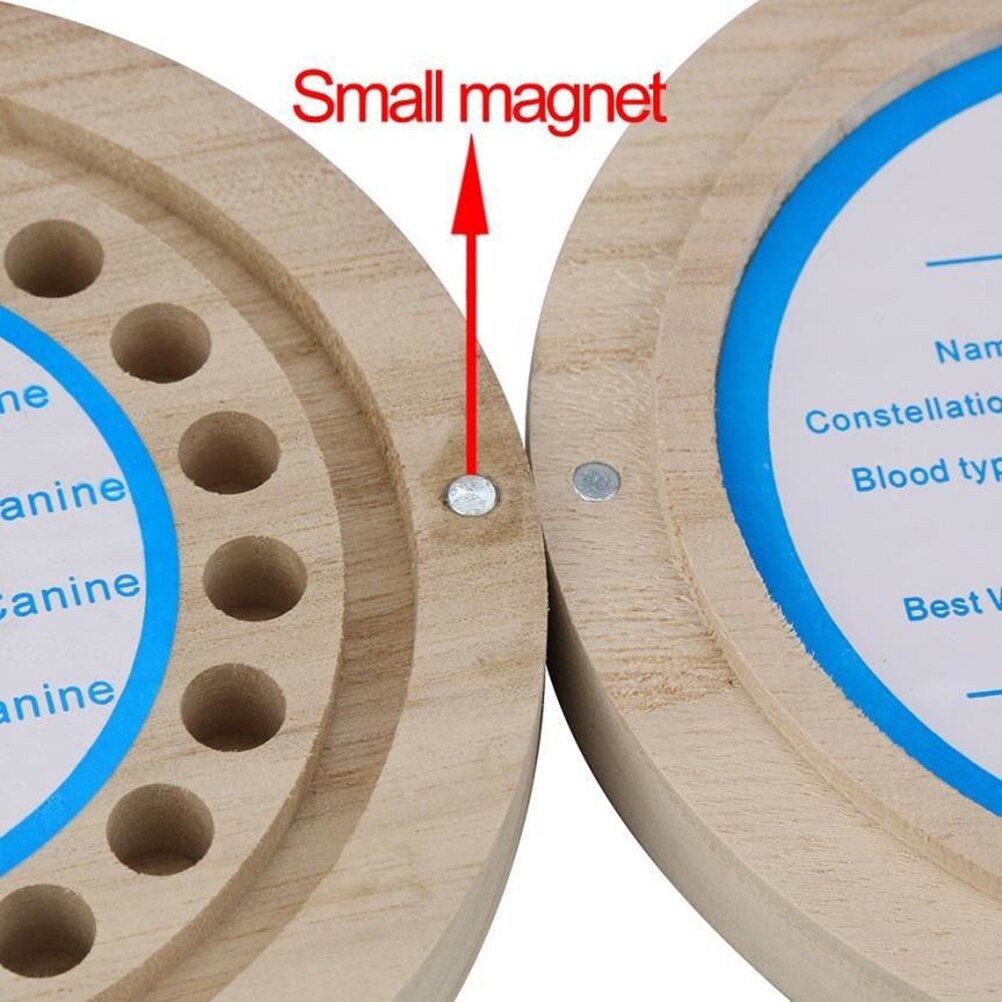 Baby Runde freundlicher Zahn Kasten holz Organizer Baby Sparen Milch Zähne Holz Lagerung Kasten Englisch Text milch zahn fallen holz