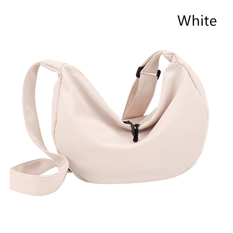 High Capacity Women's Handbags Solid Color Canvas Ladies Shoulder Bag Reusable Ladies Shoulder Messenger Bag Leisure Travel Bag: White