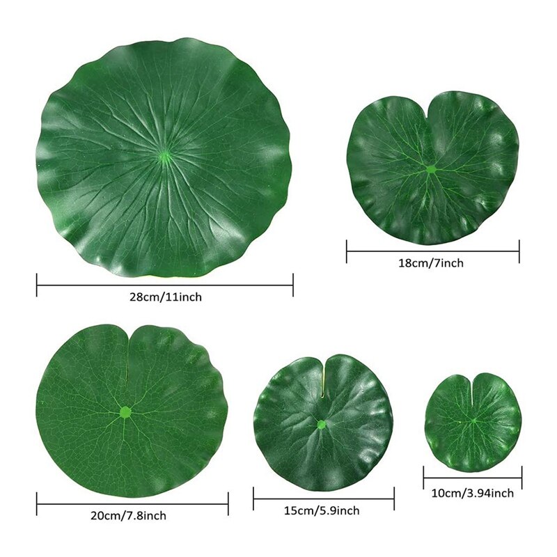 10 Pieces 5 Kinds Artificial Floating Foam Lotus Leaves Lily Pads Artificial Foliage Pond Decor for Pool Aquarium Decor