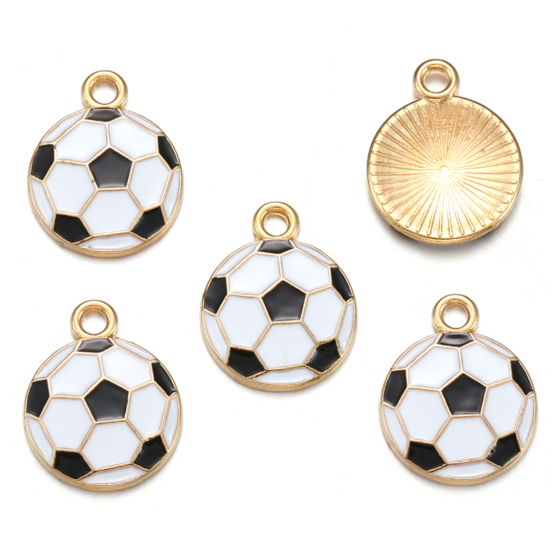 10 stuks geëmailleerde rugby-, voetbal- en badmintonracketbedeltjes voor armbanden, sleutelhangers, kettingen en sieraden, accessoires voor het maken van sieraden  w363