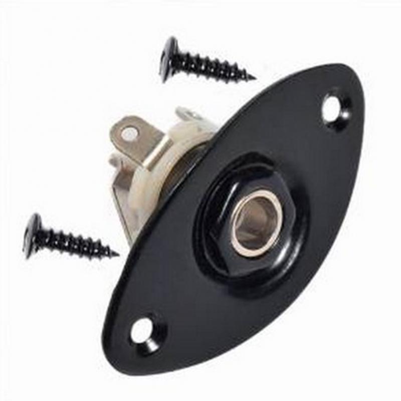 Electric Guitar Bass Jack Socket Output Input Jack Cover Plate With 2 Mounting Screws: Black