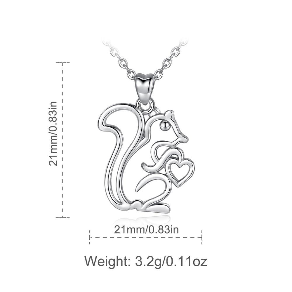 EUDORA 925 Sterling Silver Lovely Squirrel Pendant Big tail squirrel hearts pine cones Necklace Fun Fine Jewelry CYD284