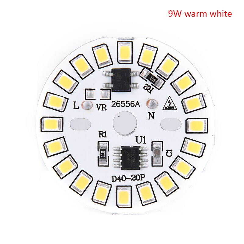 220V LED Bulb Patch Lamp SMD Plate Circular Module Light Source Plate For Bulb Light: 9w warm white